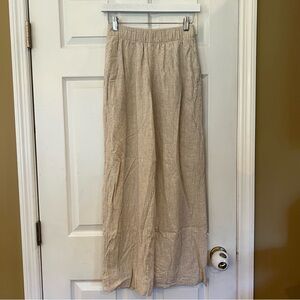Abercrombie & Fitch Linen Blend Pants Khaki Wide Leg Sz XS Elastic Waist FLAW